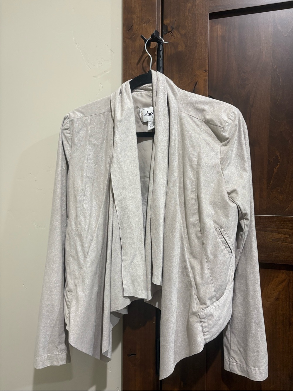 Daytrip Silver Open-Front Draped Jacket